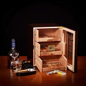 Woodronic Cigar Humidor with Digital Hygrometer for 150