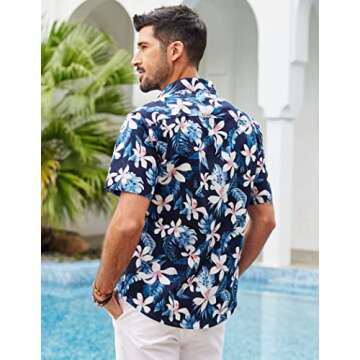 COOFANDY Mens Floral Hawaiian Shirts Tropical Button Up Aloha Shirts Beach Attire