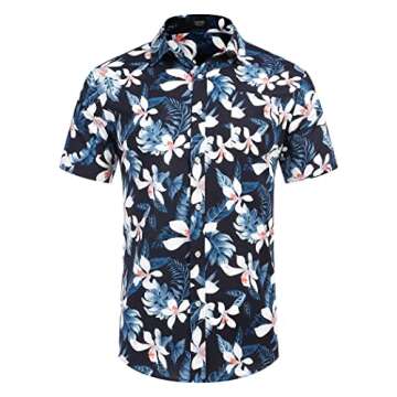 COOFANDY Mens Floral Hawaiian Shirts Tropical Button Up Aloha Shirts Beach Attire