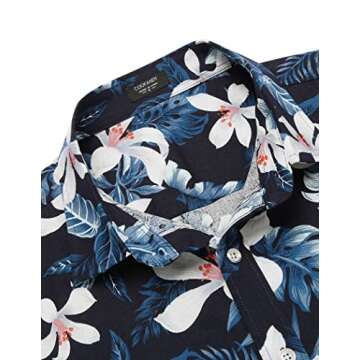 COOFANDY Mens Floral Hawaiian Shirts Tropical Button Up Aloha Shirts Beach Attire