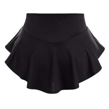 Women's High Waisted Ruffle Pleated Skirted Hot Pants Booty Shorts Elastic Waist Yoga Gym Mini Rave Dance Bottoms Active Skirted Panties