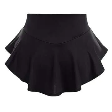 Women's High Waisted Ruffle Pleated Skirted Hot Pants Booty Shorts Elastic Waist Yoga Gym Mini Rave Dance Bottoms Active Skirted Panties