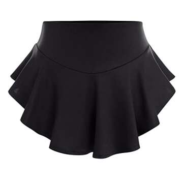 Women's High Waisted Ruffle Pleated Skirted Hot Pants Booty Shorts Elastic Waist Yoga Gym Mini Rave Dance Bottoms Active Skirted Panties