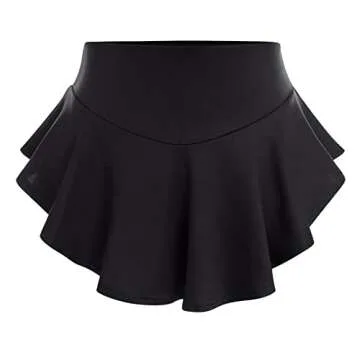 Women's High Waisted Ruffle Pleated Skirted Hot Pants Booty Shorts Elastic Waist Yoga Gym Mini Rave Dance Bottoms Active Skirted Panties