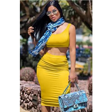 GOBLES Sexy Summer 2 Piece Dress Tank Top Midi Skirt