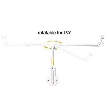 Mkono Wall Mounted Clothes Hanger with Swing Arm Holder Valet Hook Metal Hanging Laundry Drying Rack Space Saver for Closet Organizer, Laundry Room Organization Bathroom, Bedroom,2 Pcs, White