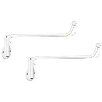 Mkono Wall Mounted Clothes Hanger with Swing Arm Holder Valet Hook Metal Hanging Laundry Drying Rack Space Saver for Closet Organizer, Laundry Room Organization Bathroom, Bedroom,2 Pcs, White