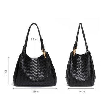 Woven Trendy Hobo Bag With Small Inner Bag | Large Retro Pu Leather Bucket Bag For Women | Cute Tote Handbag (Sand)