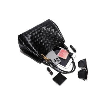 Woven Trendy Hobo Bag With Small Inner Bag | Large Retro Pu Leather Bucket Bag For Women | Cute Tote Handbag (Sand)