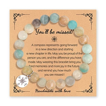 Natural Stone Compass Bracelet - Thoughtful Farewell Gift for Coworkers