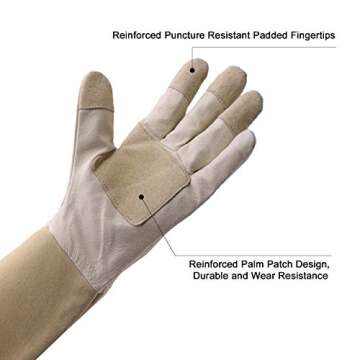 HLDD HANDLANDY Long Sleeve Leather Gardening Gloves - Puncture Resistant, Breathable Pigskin