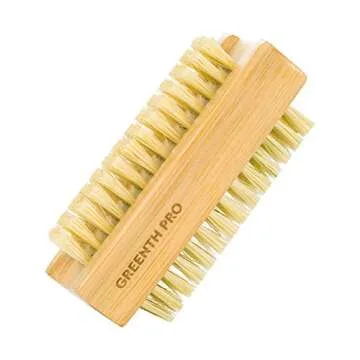 GREENTH PRO Bamboo Nail Brush，2PCS Two-side Firm Nature Wooden Sisal Scrub Brush for Toes and Nails,Cleaning Nail Brush