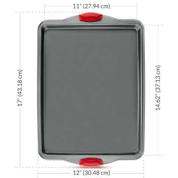 Premium Nonstick Baking Sheet Pans – Set of 3, Heavy-Gauge Carbon Steel, Warp, Dent, and Rust-Resistant – Gourmet Rimmed Half Cookie Sheet Trays, Non-Toxic for Exceptional Baking Performance