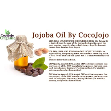 cocojojo Organic Jojoba Oil for Hair and Skin - 32 Fl Oz
