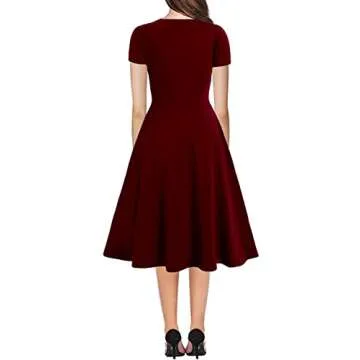 Modest Dresses for Womens Elegant Vintage 50s Office Casual Floral Print Wear to Work Party Swing A-...