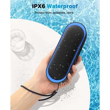 LENRUE Bluetooth Speakers, Waterproof Portable Speakers with TWS, 24 Playtime, Stereo Sound, Wireless for Home Shower Pool Beach Outdoor (Black)