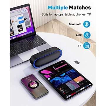 LENRUE Bluetooth Speakers, Waterproof Portable Speakers with TWS, 24 Playtime, Stereo Sound, Wireless for Home Shower Pool Beach Outdoor (Black)