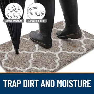 OLANLY Indoor Door Mat, 32x20, Non-Slip Absorbent Resist Dirt Entrance Mat, Washable Low-Profile Inside Floor Mat Doormats for Entryway, Brown