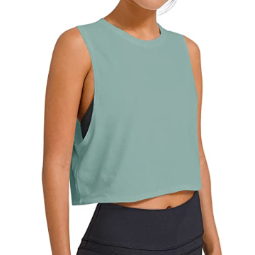 LASLULU Women's Crop Top Workout Tank Tops Summer Sleeveless Shirts Cotton Athletic Muscle Tank Cute...