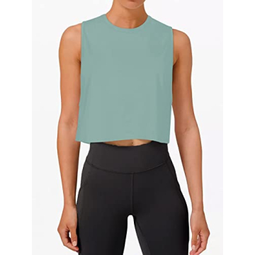 LASLULU Women's Stylish Crop Workout Tank Top for Active Wear