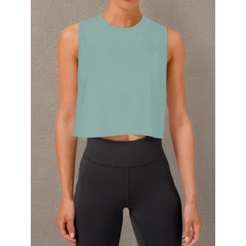 LASLULU Women's Stylish Crop Workout Tank Top for Active Wear