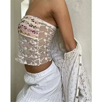 Y2k Sexy Strapless Tube Crop Top for Women Sleeveless Camisole Tanks Top Tee Going Out Streetwear