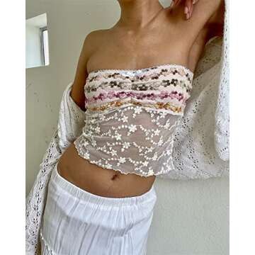 Y2k Sexy Strapless Tube Crop Top for Women Sleeveless Camisole Tanks Top Tee Going Out Streetwear