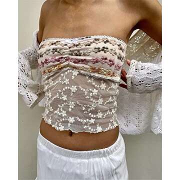 Y2k Sexy Strapless Tube Crop Top for Women Sleeveless Camisole Tanks Top Tee Going Out Streetwear