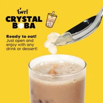Twrl Crystal Boba - Jelly Boba, Low-Calorie Alternative to Taiwanese Tapioca Pearls, Cafe-Style Tapioca Milk Tea & Coffee Topping, Ready to Eat, Gluten-Free, Plant-Based - Pack of 6 Single Servings