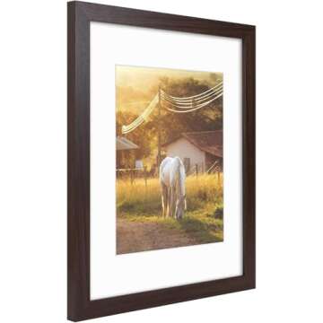 AUEAR, 11x14 Picture Frames 2 Pack, for 8x10 with Mat or 11 by 14 Gallery Wall Frame Vertical Horizontal Display (11x14, Walnut, 2-Pack)