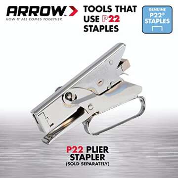 Arrow 224 Heavy Duty P22 Staples for Use with Plier-Type Paper and Bag Staplers in Restaurants, Offices, Classrooms, 5050-Pack, 1/4-Inch Leg Length, 7/16-Inch Crown Width