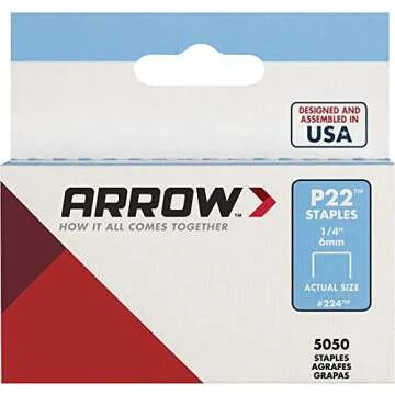 Arrow 224 Heavy Duty P22 Staples for Use with Plier-Type Paper and Bag Staplers in Restaurants, Offices, Classrooms, 5050-Pack, 1/4-Inch Leg Length, 7/16-Inch Crown Width