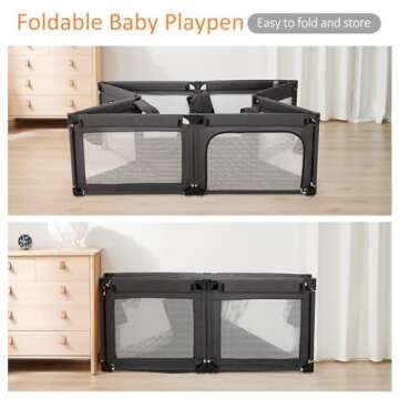 Baby Playpen Foldable Play Pens for Babies with Bottom, 79x59in Baby Gate Playpen Large Play Yard Ce...
