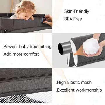 Baby Playpen Foldable Play Pens for Babies with Bottom, 79x59in Baby Gate Playpen Large Play Yard Center, Baby Fence Play Area, Kids Play Pen(Black)