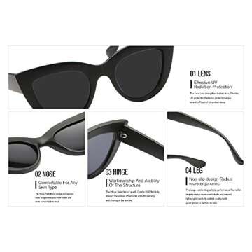 Cat Eye Sunglasses with UV Protection for Fashionable Women