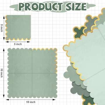 Saypacck 100 Pack Scalloped Cocktail Napkins with Gold Foil Accents Beverage Napkins Scalloped Dispo...