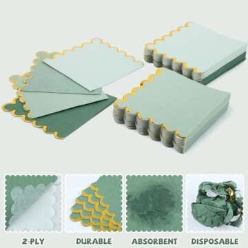 Elegant Saypacck Scalloped Cocktail Napkins - 100 Pack