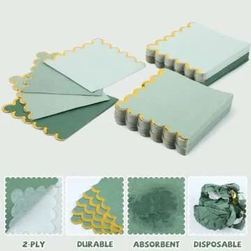 Elegant Saypacck Scalloped Cocktail Napkins - 100 Pack