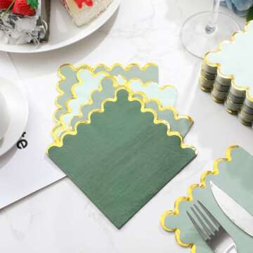 Elegant Saypacck Scalloped Cocktail Napkins - 100 Pack