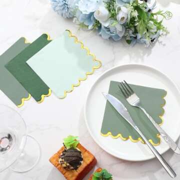 Elegant Saypacck Scalloped Cocktail Napkins - 100 Pack