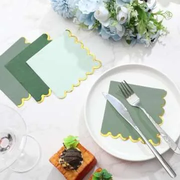 Elegant Saypacck Scalloped Cocktail Napkins - 100 Pack