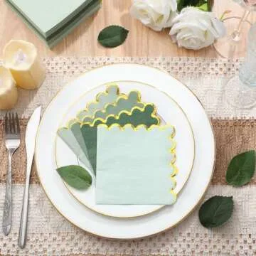 Elegant Saypacck Scalloped Cocktail Napkins - 100 Pack