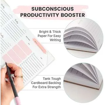 FABOXY 52 Sheets Weekly Planner Pad Undated Essentials for Productivity 10" x 8" - Tear off 100 GSM Paper - To Do list with PP Protection for student office and home - Built-in Habit & Goals Tracker