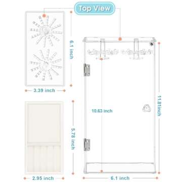 Necklace Holder, Acrylic Necklace Organizer, Rotatable Clear Jewelry Holder Organizer Display Case for Long Necklaces Pendant Bracelets, Jewelry Holder Box with Velvet Tray for Rings Earrings