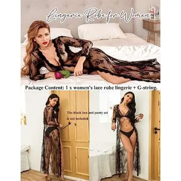 Avidlove Sheer Robe for Women Sexy Lingerie Coverup Mesh Kimono Bridal Nightwear Black, S