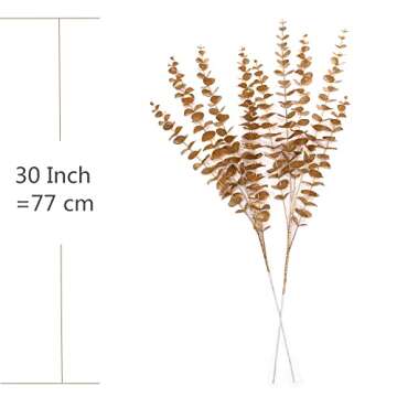 CATTREE Faux Gold Eucalyptus, Artificial Plastic Golden Plants 30" Tall 2 Pack, Christmas Decorations Fake Shrubs for Wedding Hotel Hall Party Indoor Home Table Centerpieces DIY Decor Planting Filler
