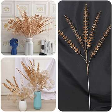 CATTREE Faux Gold Eucalyptus, Artificial Plastic Golden Plants 30" Tall 2 Pack, Christmas Decorations Fake Shrubs for Wedding Hotel Hall Party Indoor Home Table Centerpieces DIY Decor Planting Filler