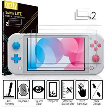 Orzly Switch Lite Accessories Bundle - Case & Screen Protector for Nintendo Switch Lite Console, USB Cable, Games Holder, Comfort Grip Case, Headphones, Thumb-Grip Pack & More - Red