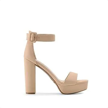 DREAM PAIRS Womens HI-LO High Heel Platform Pump Sandal Orinthia,Size 8,Nude/Nubuck