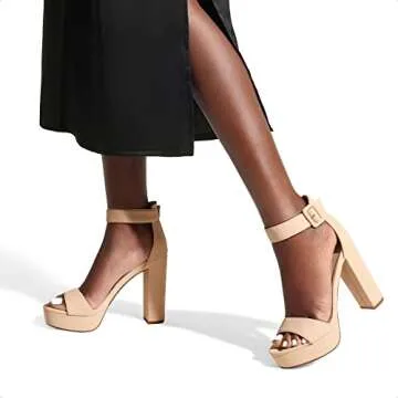 DREAM PAIRS Womens HI-LO High Heel Platform Pump Sandal Orinthia,Size 8,Nude/Nubuck